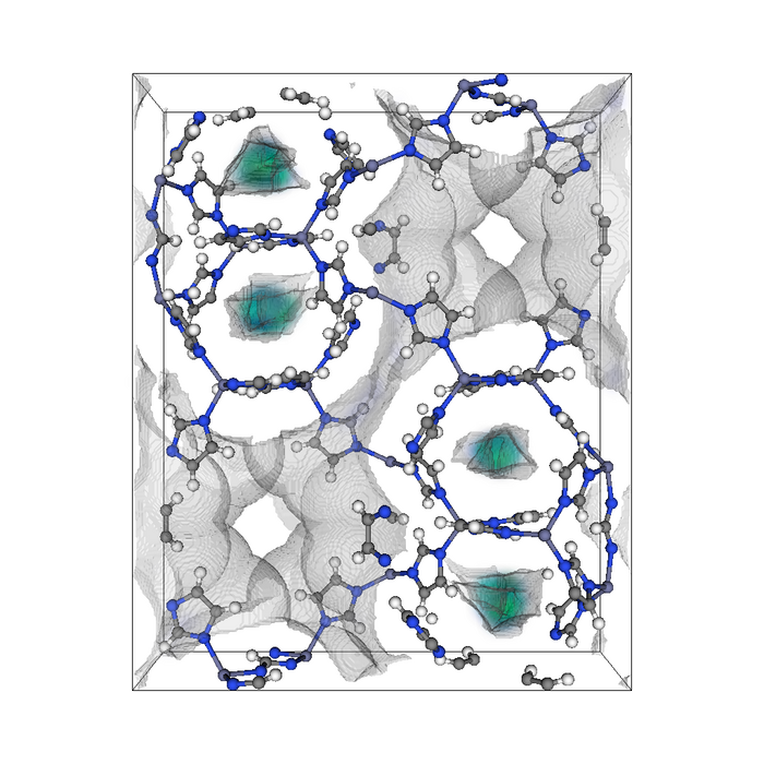 CO2-Filter Ein am Computer erstelltes Bild, auf dem ein Geflecht aus verschiedenen Molekülketten und anderen Strukturen zu sehen ist.
