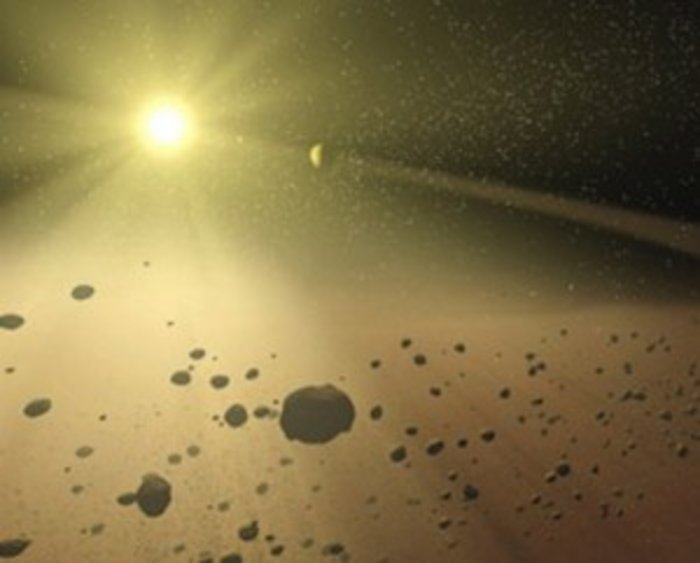 Künstlerische Darstellung des Asteroidengürtels Künstlerische Darstellung des Asteroidengürtels