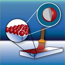 Nanopunkte werden mit einem Pinsel aufgetragen