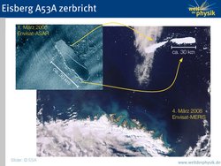 Eisberg A53A zerbricht in zwei Teile