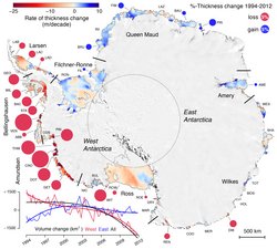 Darstellung des Abschmelzens des Schelfeis in der Antarktis