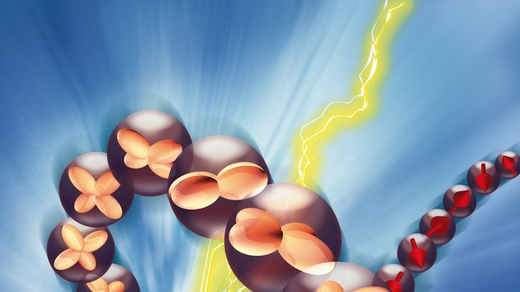 Künstlerische Darstellung der Aufspaltung eines Elektrons