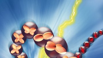 Künstlerische Darstellung der Aufspaltung eines Elektrons