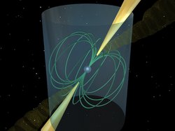 Schematische Darstellung eines Pulsars