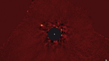 Optisch bearbeitete Teleskopaufnahme von Stern und Planet