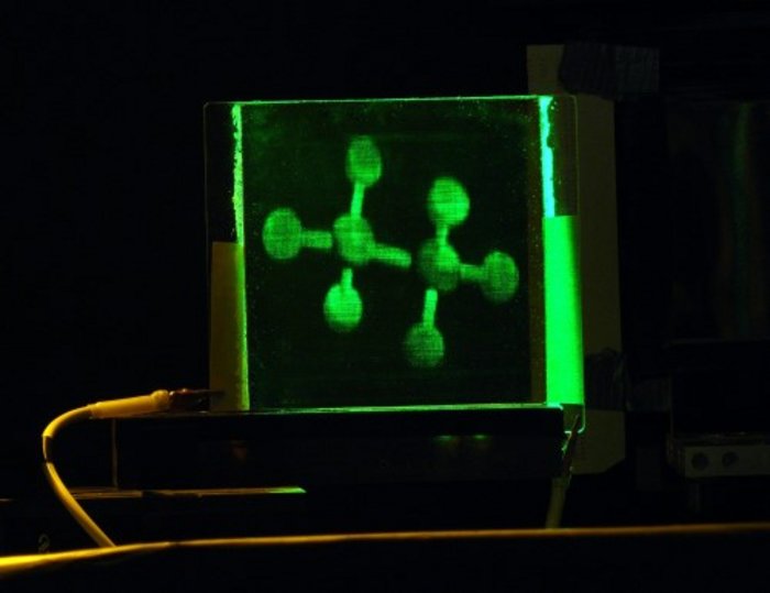 Hologramm eines Ethan-Moleküls Hologramm eines Ethan-Moleküls