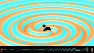 Numerische Simulation der beiden verschmelzenden Schwarzen Löcher,  deren Gravitationswellensignal die LIGO-Detektoren am 26. Dezember 2015 auffingen.