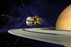 Cassini-Sonde in einer Saturnumlaufbahn