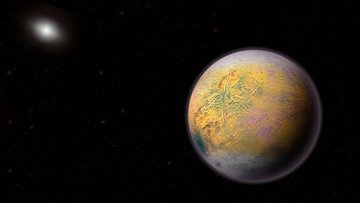 Künstlerische Darstellung eines vereisten Planeten