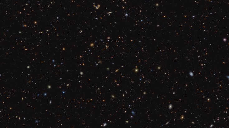 Viele helle Punkte verschiedener Größen auf dunklem Hintergrund