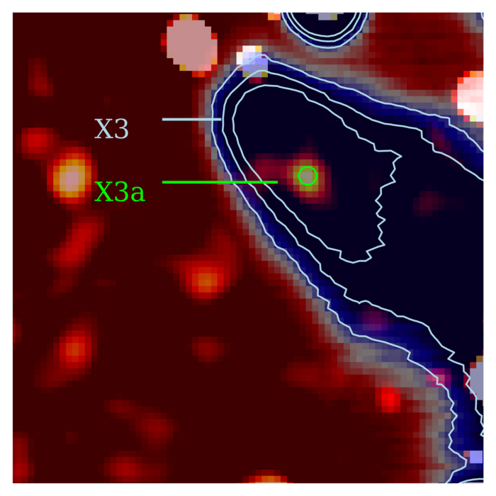 Stern X3a Auf einer schwarz roten Fläche sind verschiedene Bereiche abgeteilt; Beschriftungen weisen auf X3 und X3a hin.