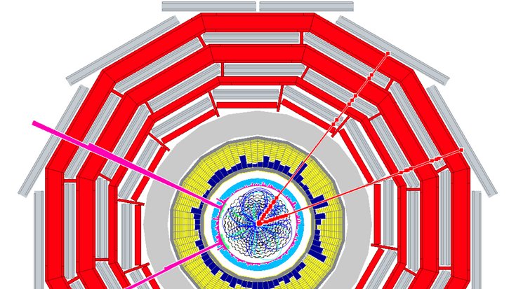 Simulation: Zerfall eines Higgs-Teilchens