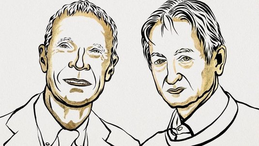 Die Illustration zeigt die beiden Forscher, die den mit dem Nobelpreis für Physik im Jahr 2024 ausgezeichnet wurden.