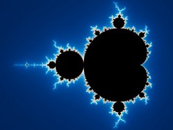 Schwarzer, runder Fleck, von dessen Rand immer feiner verästelte Abzweigungen in den Raum hineinreichen.