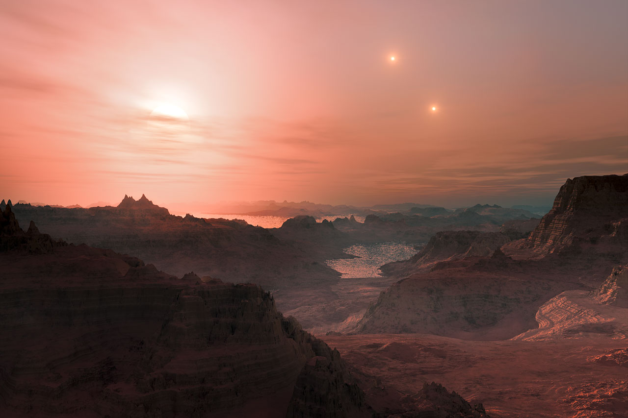 © ESO/L. Calçada Sonnenuntergang auf Super-Erde